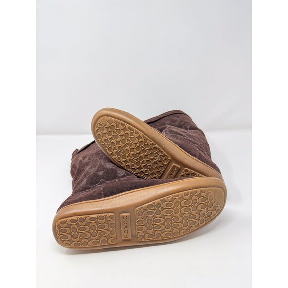 Coach Womens Boots Brown Maressa Suede Mid Calf Monogram Logo Buckle US 7.5 B - Picture 10 of 10